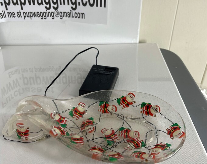 Large  clear spoon rest with LED Santa Claus ‘s inside of it