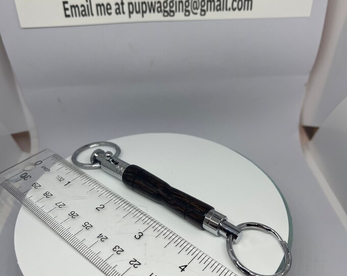 Black Palm wood hand lathed keychain