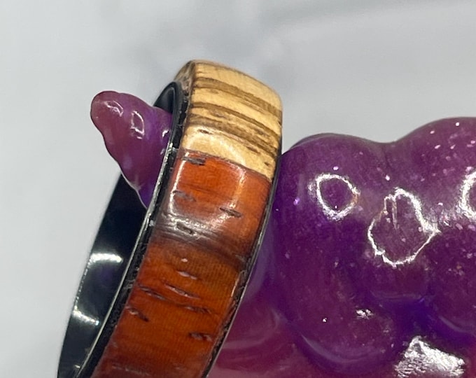 Exotic wood ring size 12 with stainless steel core