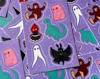 Cryptids Sticker Sheet | Cute Cryptids | Waterproof Matte Stickers