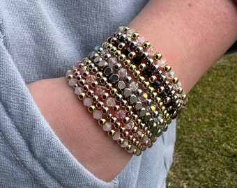 Set of 10 Stackable bracelets with your own Personal touches.