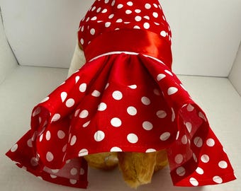 Vestido de algodón con lunares para perro hecho a mano - Traje para cachorro pequeño