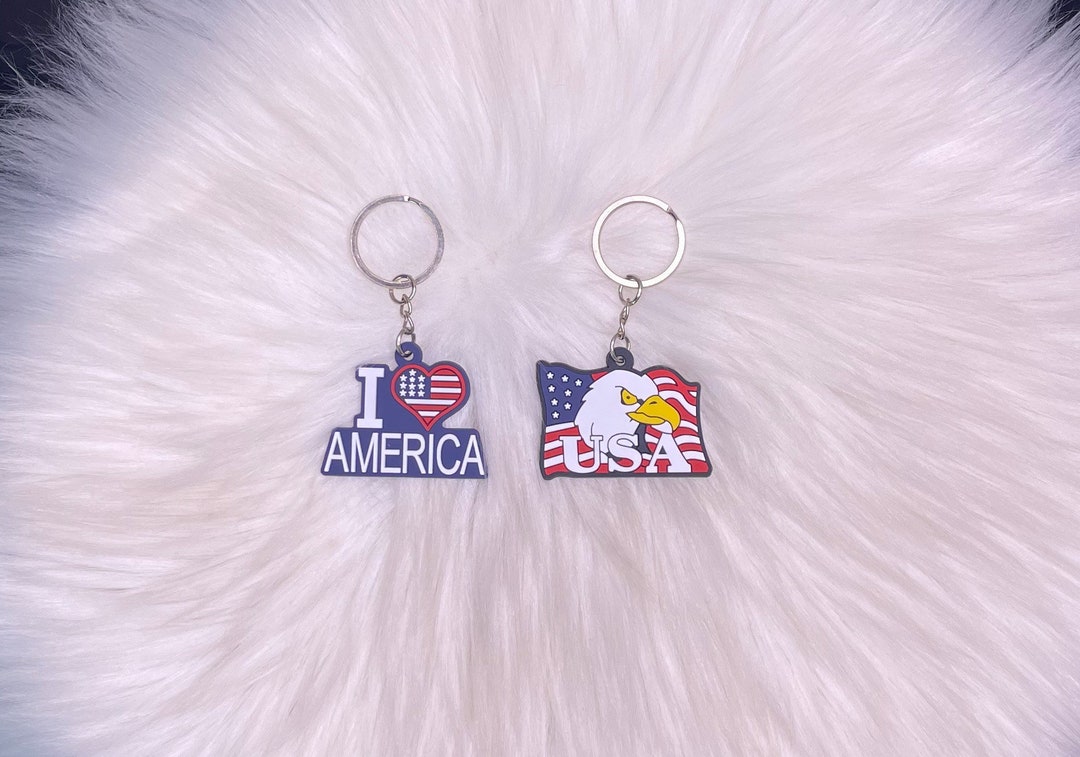 I Love America Keychains/u.s.a Eagle Keychains Etsy
