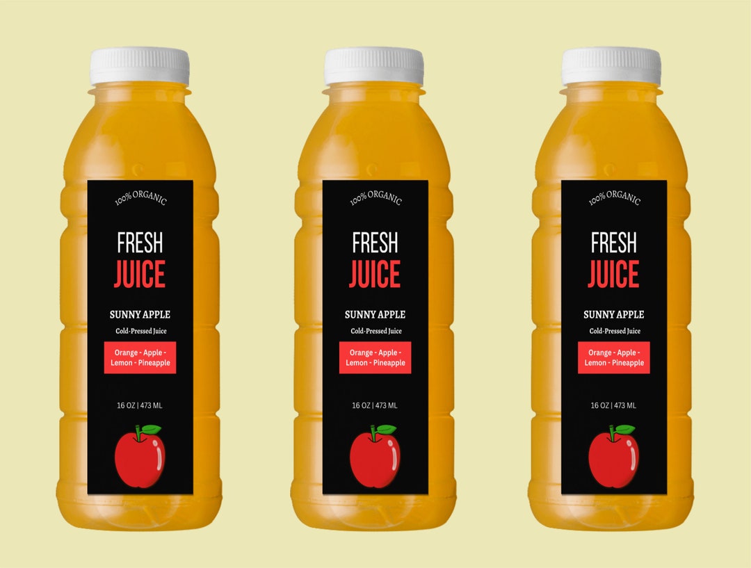 DIY Juice Bottle Labels Juice Label Design. Customizable Etsy