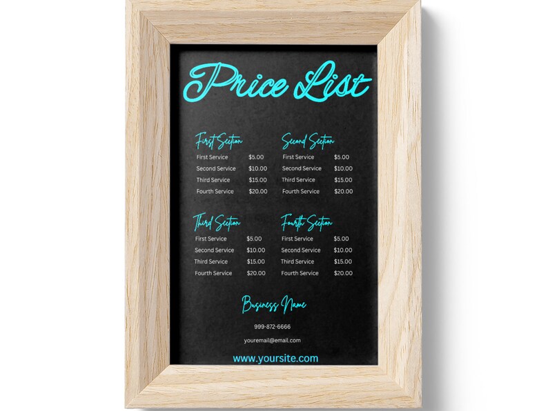 Editable Price List Template Canva Printable Pricing Guide Etsy
