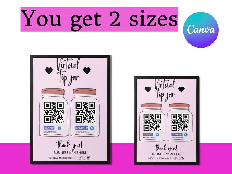 Printable Virtual Tip Jar Venmo Payment Sign Editable Tips Etsy Australia