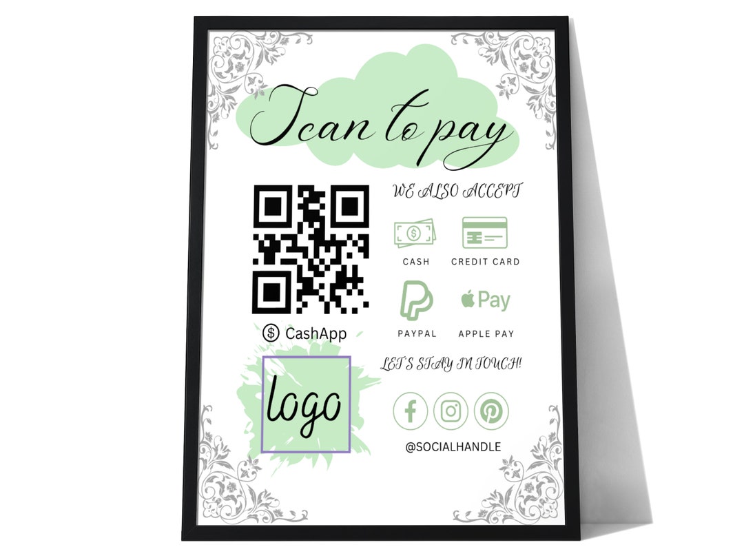 Editable QR Code Sign Printable Payment Sign Scan to Pay - Etsy Israel