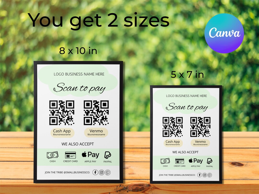 Minimalist Payment Sign Template Scan to Pay Sign Scan to - Etsy