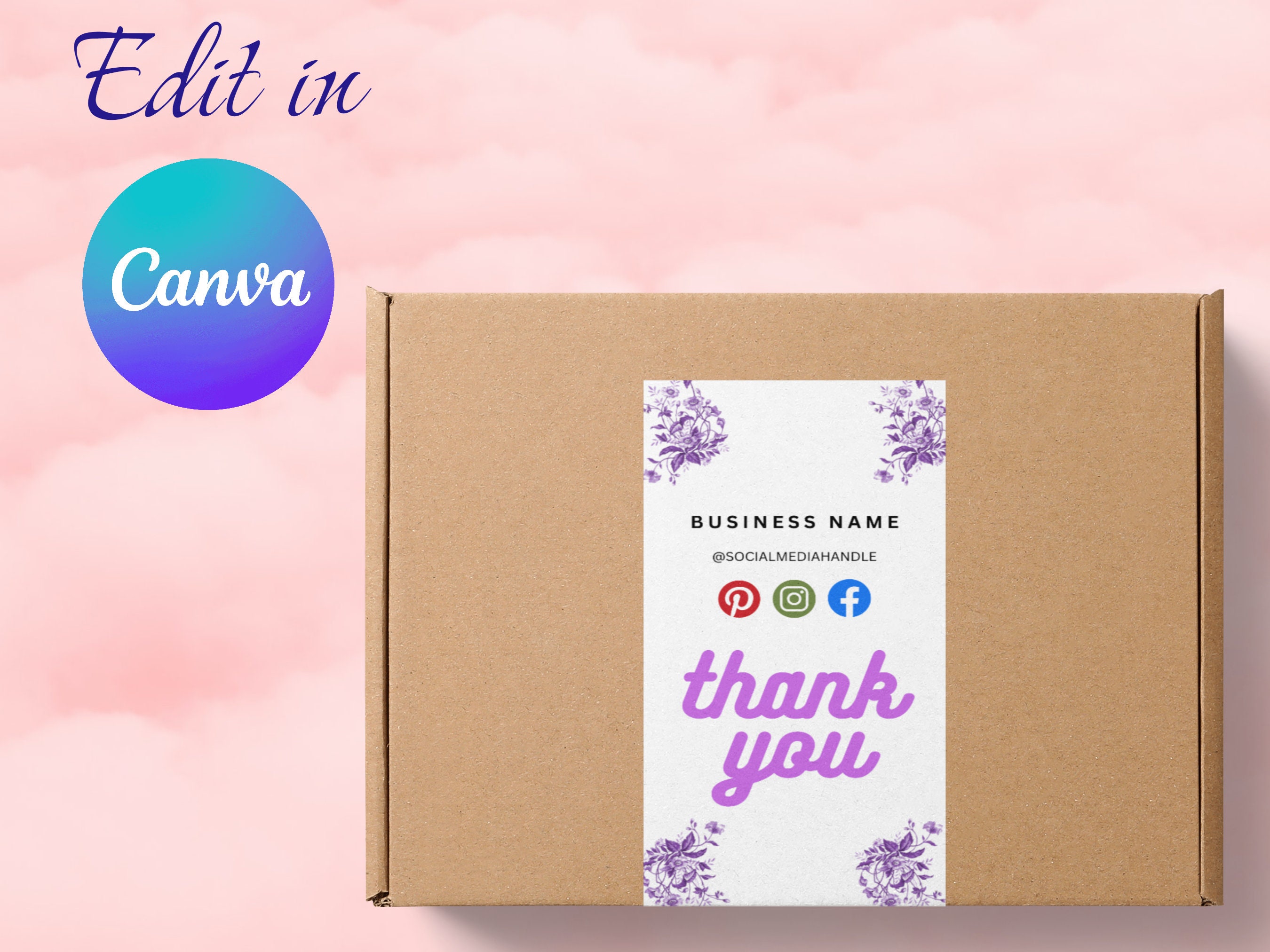 Box Label Template Shipping Label Canva Template Custom Etsy