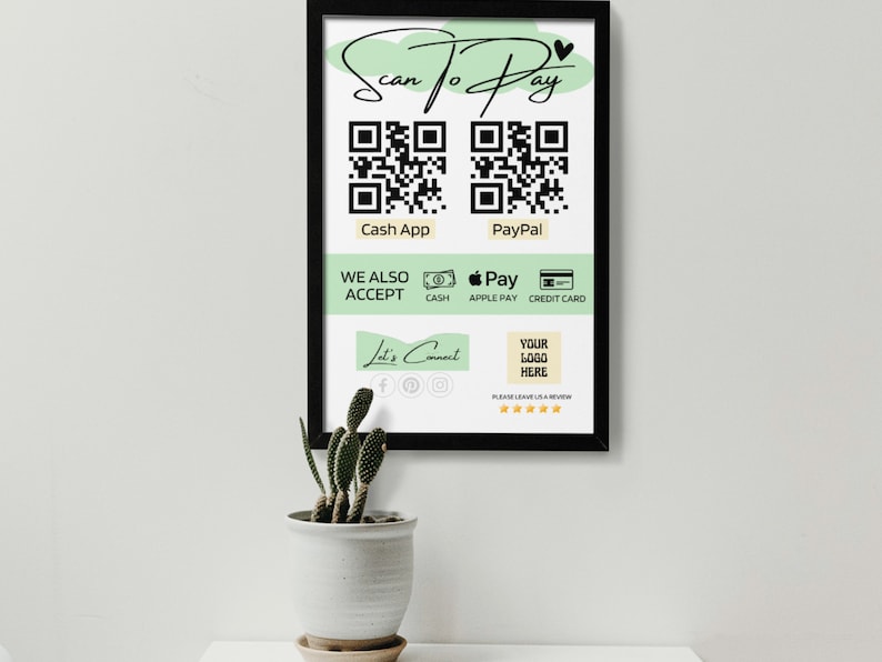Printable Scan to Pay Template Editable Scan to Pay Sign - Etsy