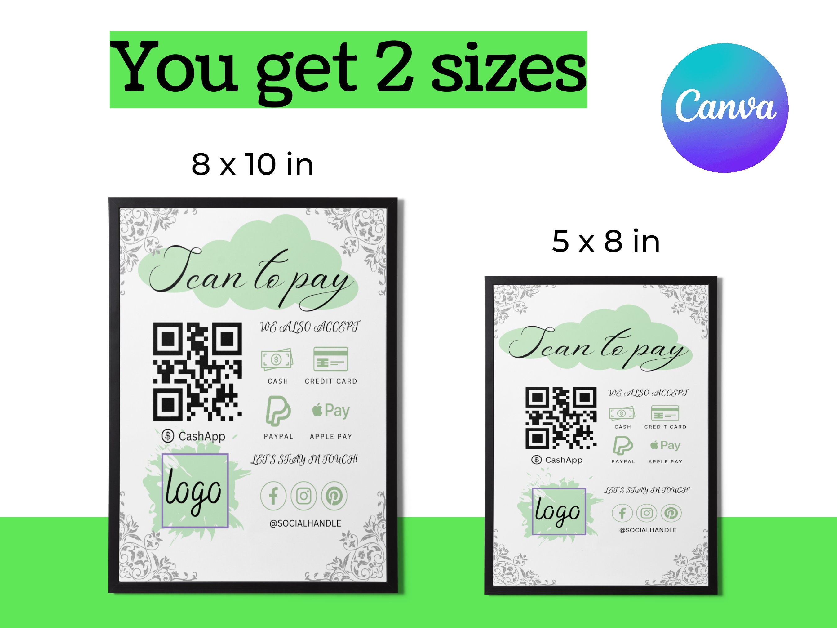 Editable QR Code Sign Printable Payment Sign Scan to Pay - Etsy Australia