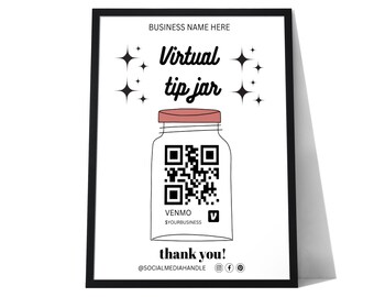 Printable Virtual Tip Jar Editable Venmo Payment Sign QR - Etsy