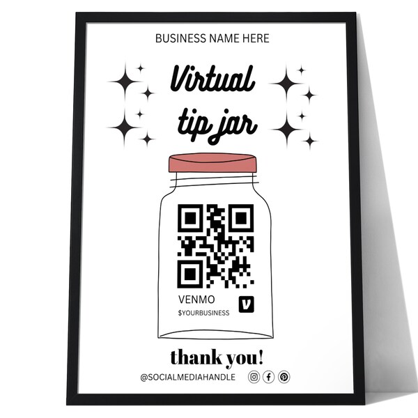 Virtual Tip Jar Sign Digital Download Etsy