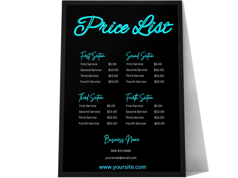 Editable Price List Template Canva Printable Pricing Guide - Etsy UK