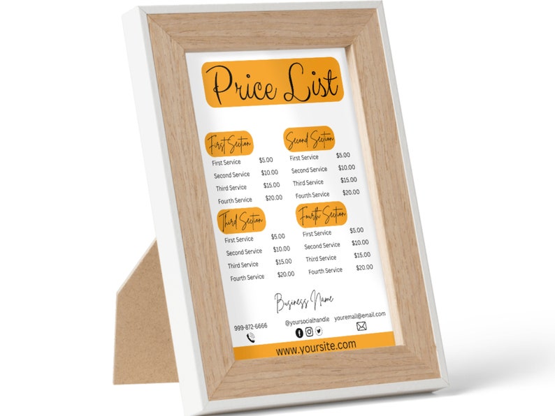 Printable Price List Template Canva Pricing Editable Price - Etsy