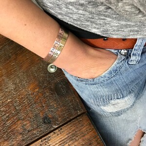 Custom Healing Mantra Copper & NuGold Personalized Cuff Bracelets Set of 2 Bracelets Copper and Brass Colored non-tarnishing NuGold