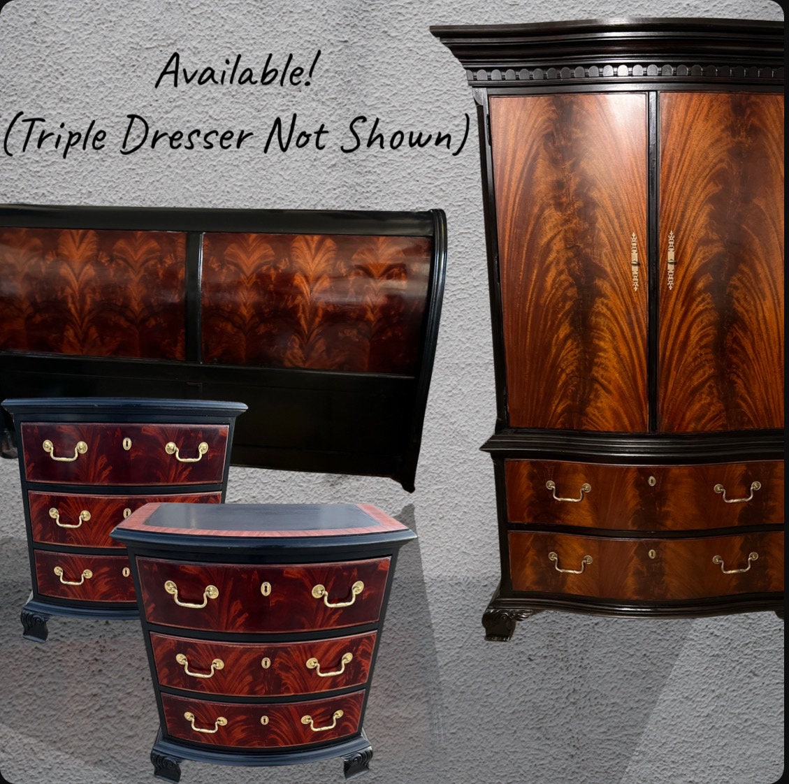 Thomasville Mahogany Bedroom Set With Nightstands, Queen Headboard, Armoire/media and