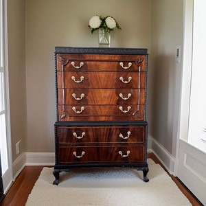 SOLD!!!! Do not purchase Beautiful RARE 1940’s Joern’s Brothers  Flame Mahogany Highboy