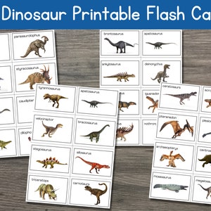 32 Dinosaur Printable Flash Cards | Dinosaur Cards | Dinosaur Memory Game | Dinosaur Party | Dinosaur Games | Dinosaur Printables | Dino