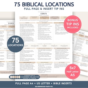Pode incluir: Uma coleção de folhas de estudo impressas intitulada 75 Biblical Locations, com resumos detalhados, eventos-chave e perguntas de reflexão sobre o Éden, Babel e o Mar Vermelho. Inclui encartes bônus nos formatos A4, US Letter e A5.