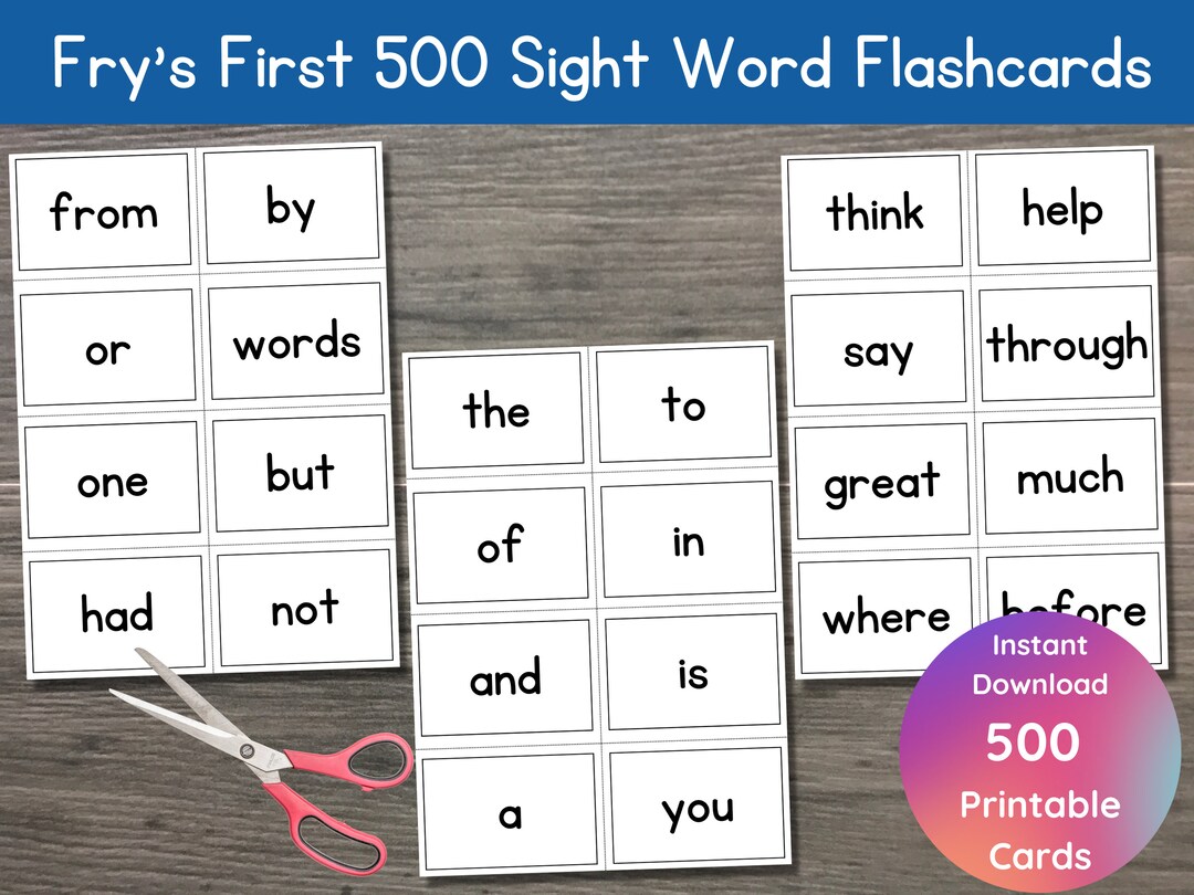 fry-s-first-500-sight-word-flashcard-bundle-printable-flash-card-high-frequency-sight-word-word-wall-homeschool-printable-reading-etsy for Free Printable Sight Word Flashcards Fry's First 500 Sight Word Flashcard Bundle | Printable Flash Card | High Frequency Sight Word | Word Wall | Homeschool Printable | Reading - Etsy for Free Printable Sight Word Flashcards