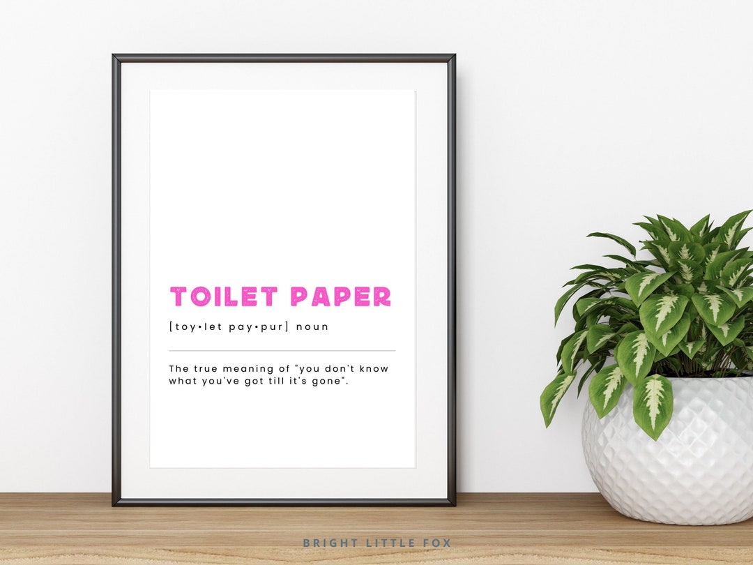 Toilet Paper Definition Print Printable Bathroom Art Funny Etsy