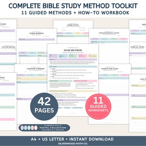 Può includere: Un kit completo di strumenti per lo studio biblico con 11 schede di lavoro guidate e un manuale pratico. La raccolta comprende 42 pagine con sezioni color pastello per metodi come SOAP, OIA e la mappatura dei versetti. Disponibile in A4.