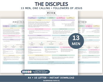 Disciples of Jesus Bible Study Guide, 12 Apostles, 13 Jesus' Disciples Bible Character Study, Sunday School Worksheet (Digital Download) 571