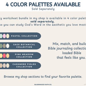 Religious education guide poster printable — Bible summary with icons and themed sections in cozy pastel tones for scripture study
