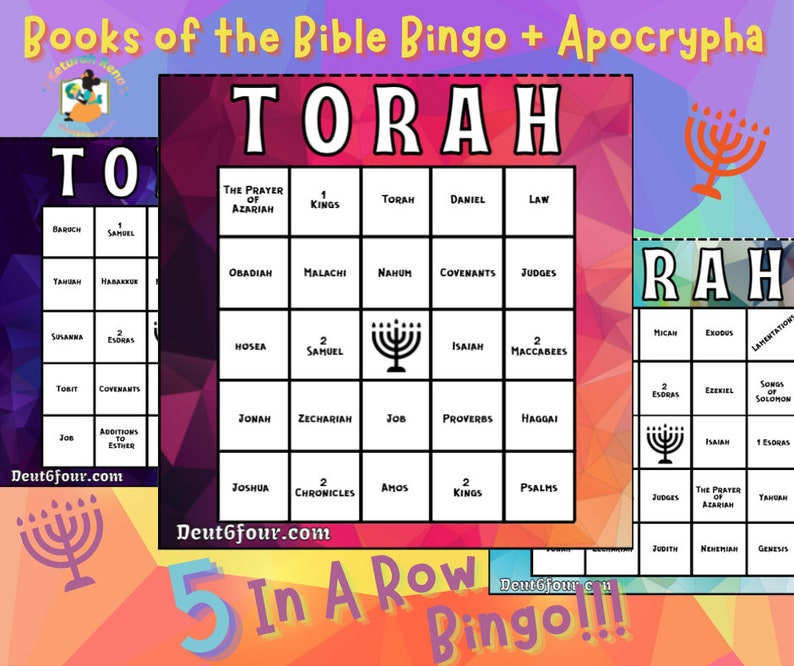 Bible Bingo Old Testament Torah Printable Instant Download Homeschool ...