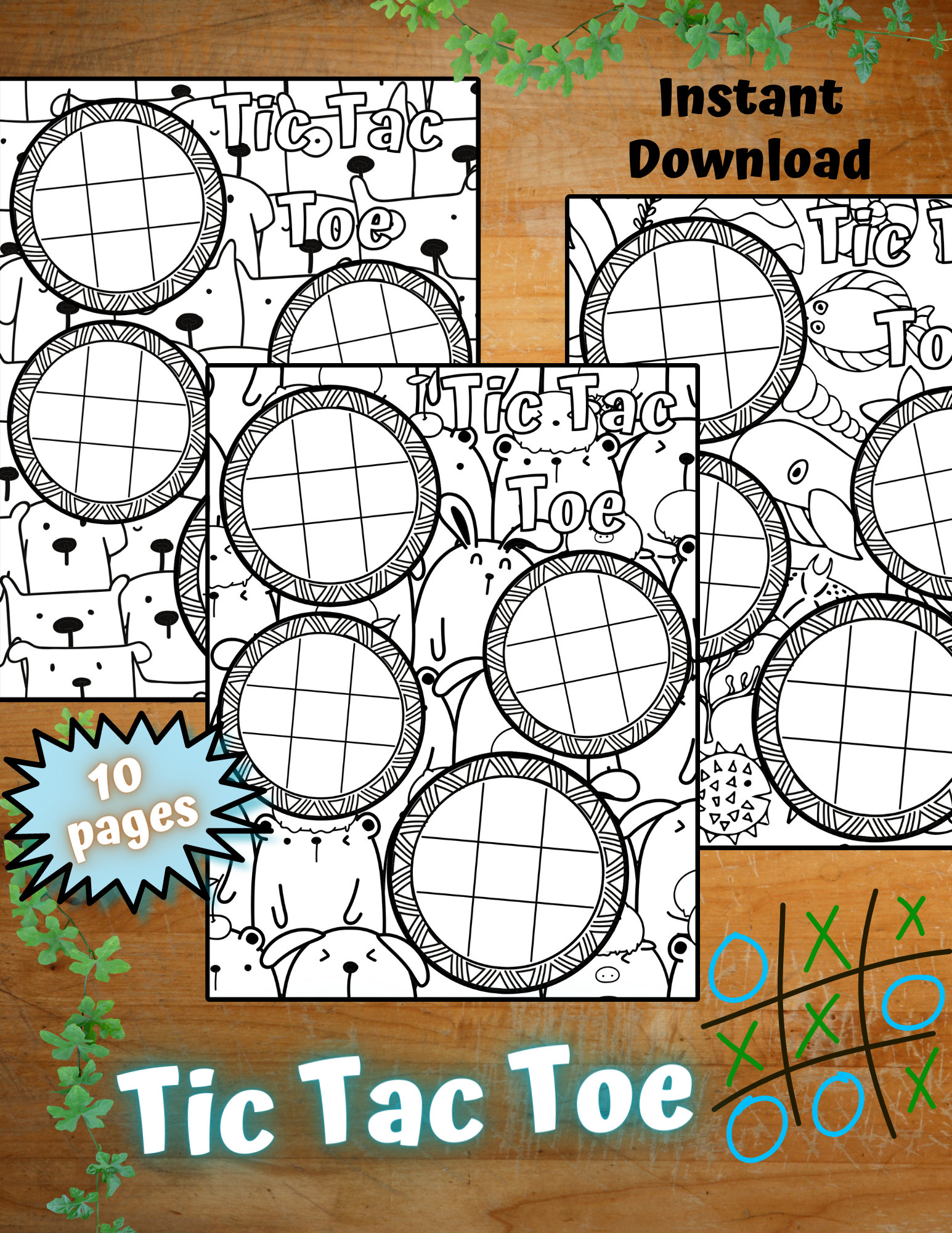 Tic Tac Toe Coloring Page Instant Download Printable Activity Book ...