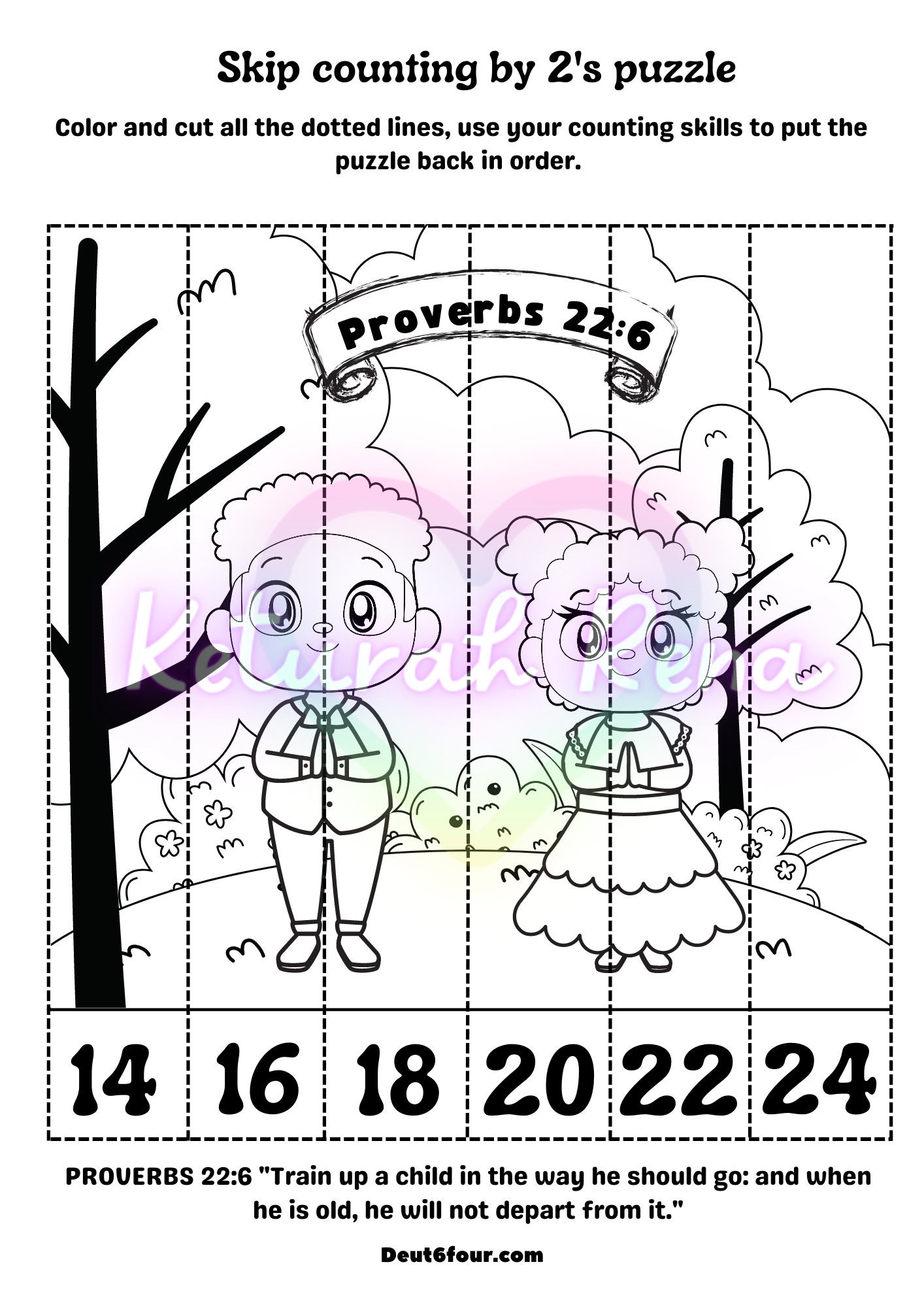 Bible Skip Counting, Hidden Puzzle, Fun Coloring Puzzle Printable ...
