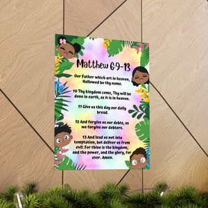 Lords Prayer Kids Bible Wall Art Christian Decor Children Faith Prayer Print Scripture Poster image 8