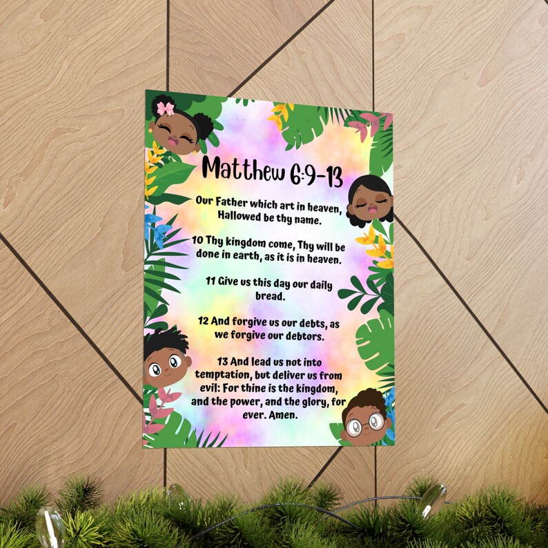 Lords Prayer Kids Bible Wall Art Christian Decor Children Faith Prayer Print Scripture Poster image 8
