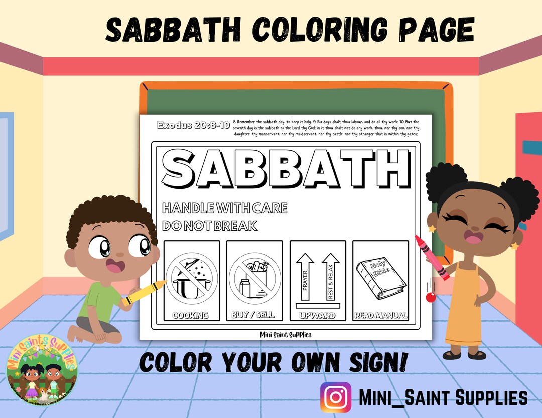 Sabbath Coloring Page Printable Bible Activity Jewish Homeschool Hebrew