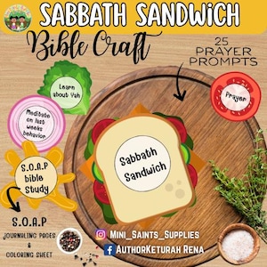 Manualidad imprimible de sándwich de oración para el día de reposo para niños - Lección de oración de la escuela dominical cristiana - Diario bíblico para niños - Manualidad cristiana para niños
