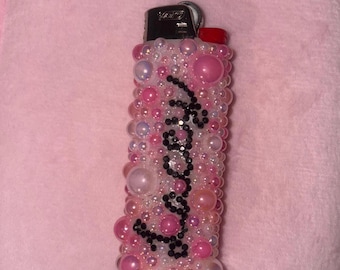 Pink Bedazzled Bic Lighter with Custom Name– Rhinestone Lighter Gift for Her, Valentines Gift