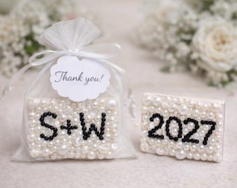Custom Pearl Matchbox party favors | Personalized Initial, Year, Bridal Shower, Graduation Gift