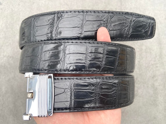 Black Genuine Alligator Leather Skin Men display picture 1