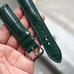 Handmade Green Genuine Alligator Belly Leather Men Luxury Quick Release Watch Strap/ Leather Watch Band/ Size 18mm 19mm 20mm 21mm 22mm image 5