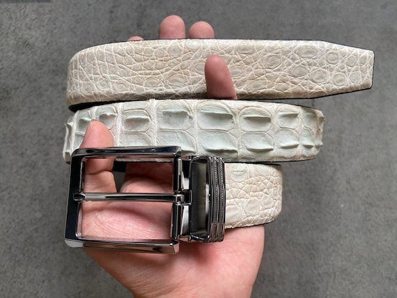 小物 ORCIANI white crocodile leather belt Amazon.com: Handmake Genuine White crocodile alligator Belly