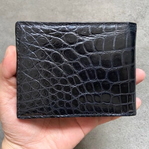 Zwarte alligator lederen portemonnee herenhuid, handgemaakte leren portemonnee voor heren, gepersonaliseerde leren portemonnee