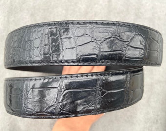 Genuine Alligator Skin Black Belt Strap 3/4” Adjustable Size 29 handmadeleather68 Genuine black Alligator belly skin Belt  main image 3