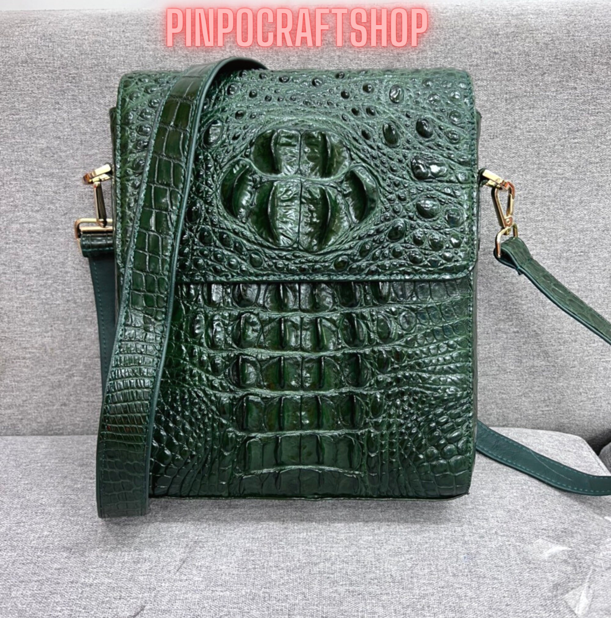 GREEN Handmade Genuine ALLIGATOR CROCODILE Leather Ladie Women Bag