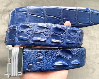 Navy Blue Genuine Alligator Leather Skin Men&#39;s Belt W 1.5 Inch , Birthday gifts , Gifts for him