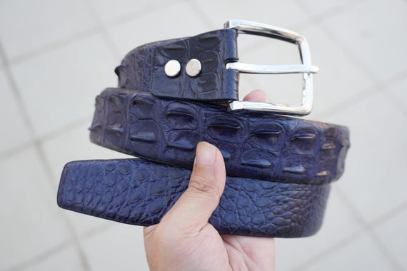 LIKE NEW Vintage belt leather alligator print leather golf buckle silver RETRO FGBELTS_038_LE_AL_EM_HP_WHITE_  main image 2