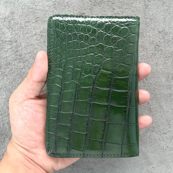 Green Alligator Passport Wallet / Passport Holder/ Genuine Leather Wallet/ Mens Wallet/ Gift for him