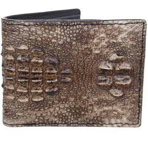 Natürliche Original Alligator Horn Leder Männer Bifold Brieftasche / personalisierte Brieftasche für Männer / Jubiläumsgeschenk für ihn / Herrenbrieftasche