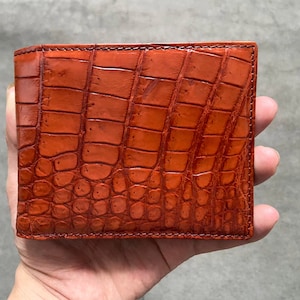 Cognac Alligator Genuine Belly Leather Skin Men's Wallet, Handmade Leather Wallet For Men, Personalized Leather Wallet