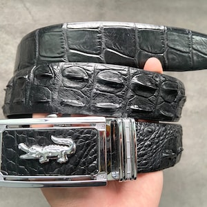 1,3-calowy czarny pasek skórzany/pasek ze skóry aligatora/prezent dla niego/prezent na dzień ojca/pasek na zamówienie